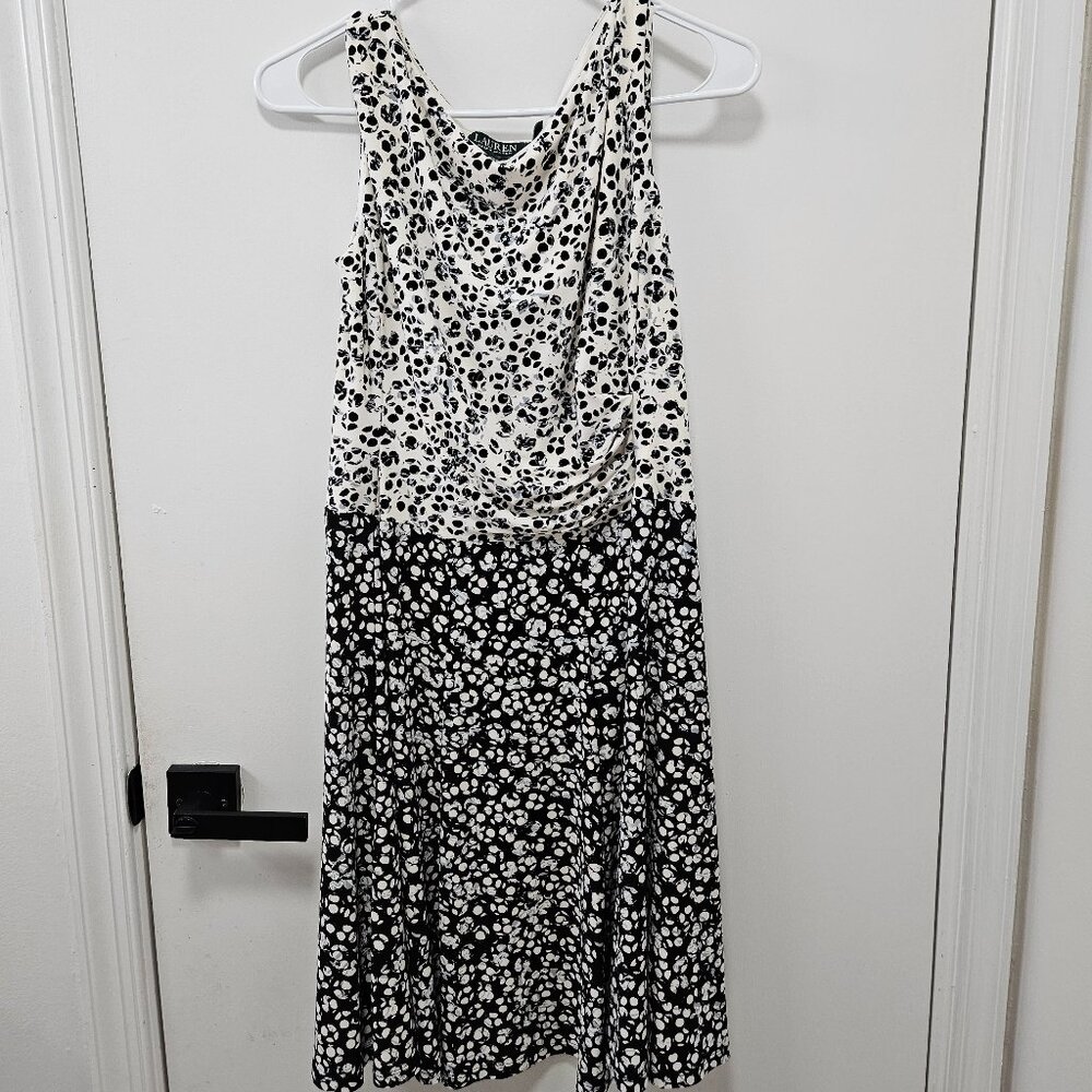 Lauren Ralph Lauren Dress, black/cream/grey, size 10P